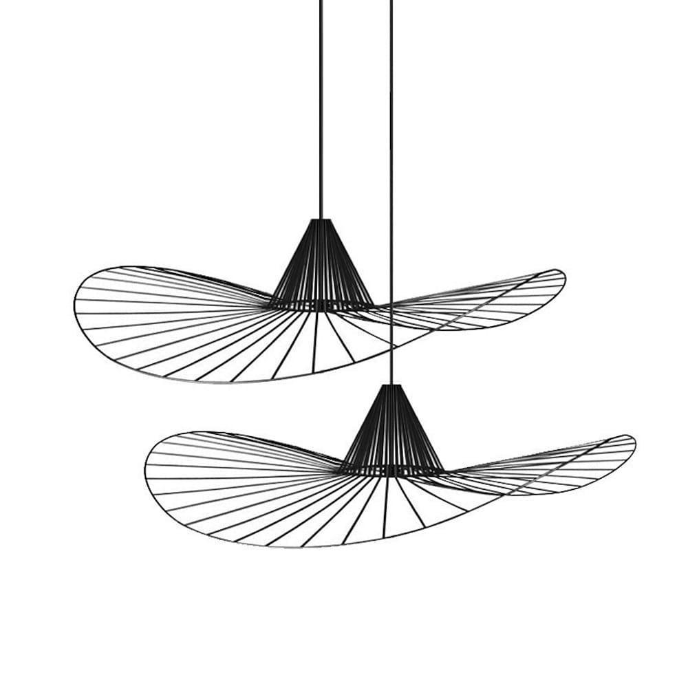 Hat Shaped Metal Linear LED Black Modern Pendant Light Hanging Lamp