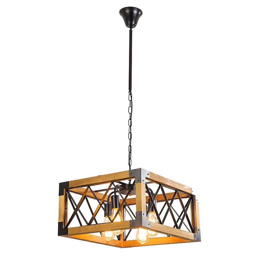 Rustic Industrial Linear Chandelier for Dining Rooms Farmhouse Rectangular/Square Light Fixture