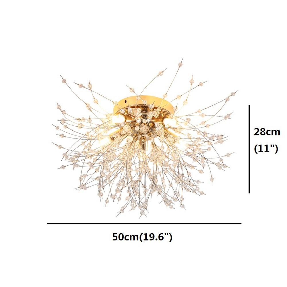 5-Light Unique Style Design Flush Mount Lighting Metal Crystal LED Living Room Ceiling Lights