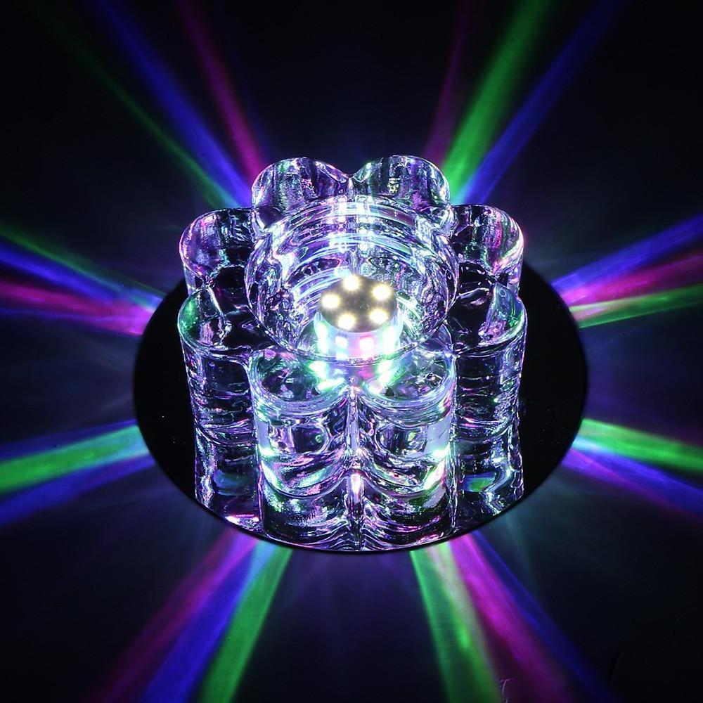 Electroplated Metal Crystal Flower Multi Color LED Modern Ceiling Light