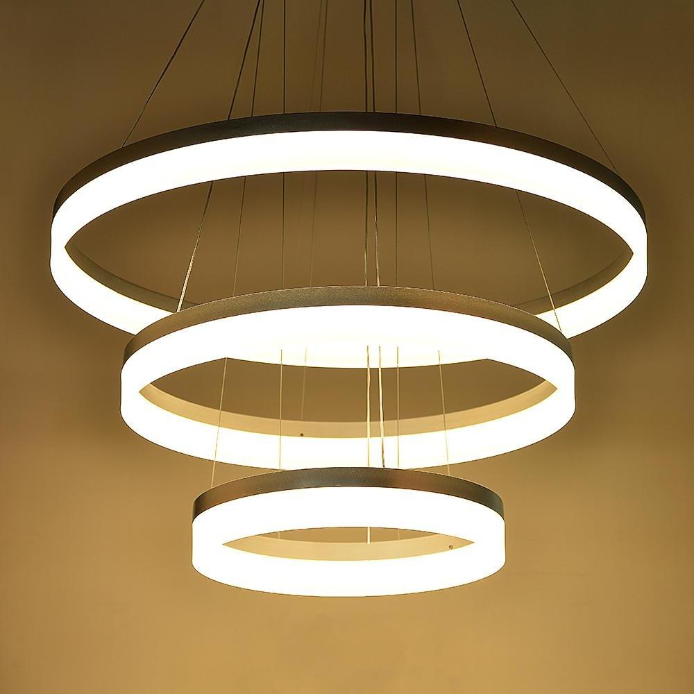 Adjustable Gradated 3 Rings Dimmable LED Modern Chandeliers Pendant Lighting