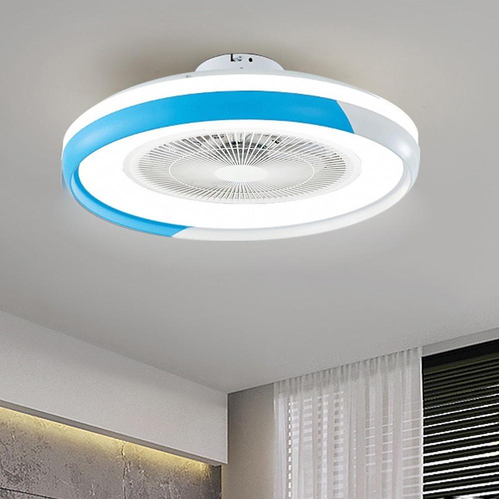 Circular Dimmable Flush Mount Bladeless Ceiling Fan with Light and Remote