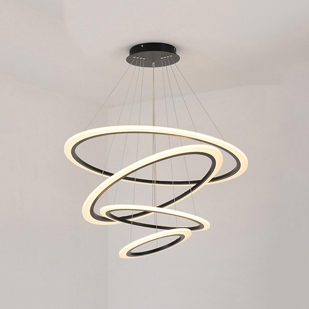 4-ring Geometric LED Modern Chandelier Pendant Light Hanging Lamp Island Lights