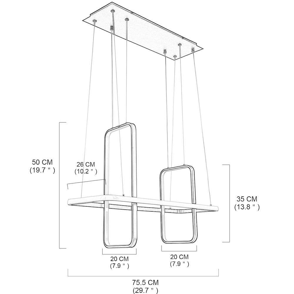 Rectangular LED Modern Chandeliers Pendant Light Hanging Ceiling Lights