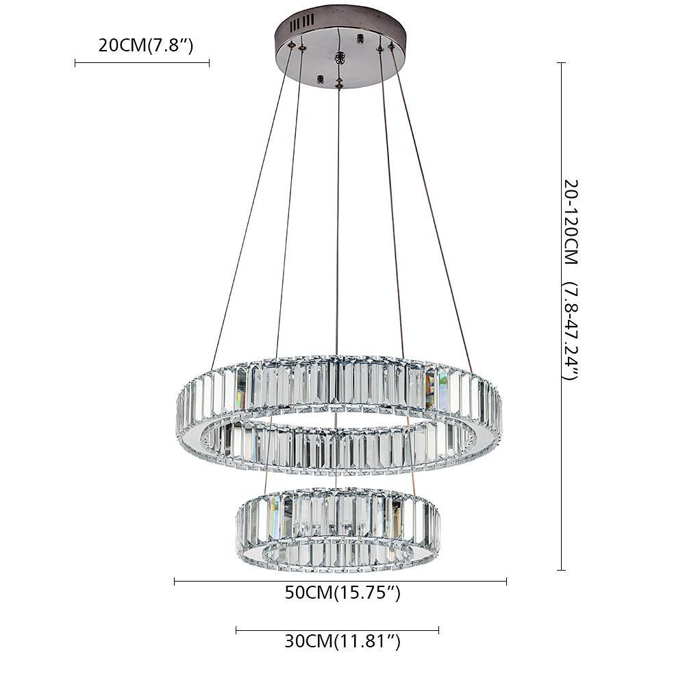 2-ring Regular Shape Steel Crystal LED Chandelier