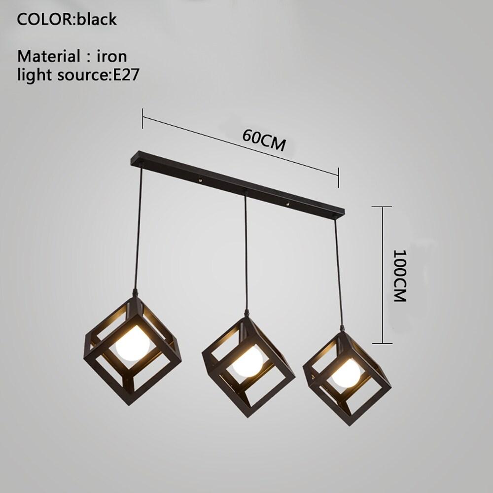 Geometric LED Adjustable Black Vintage Pendant Lighting Chandelier