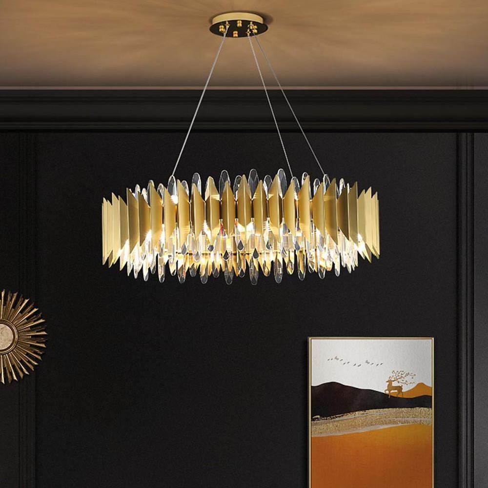 Modern Round Crystal Chandelier Stainless Steel Single Ceiling Light