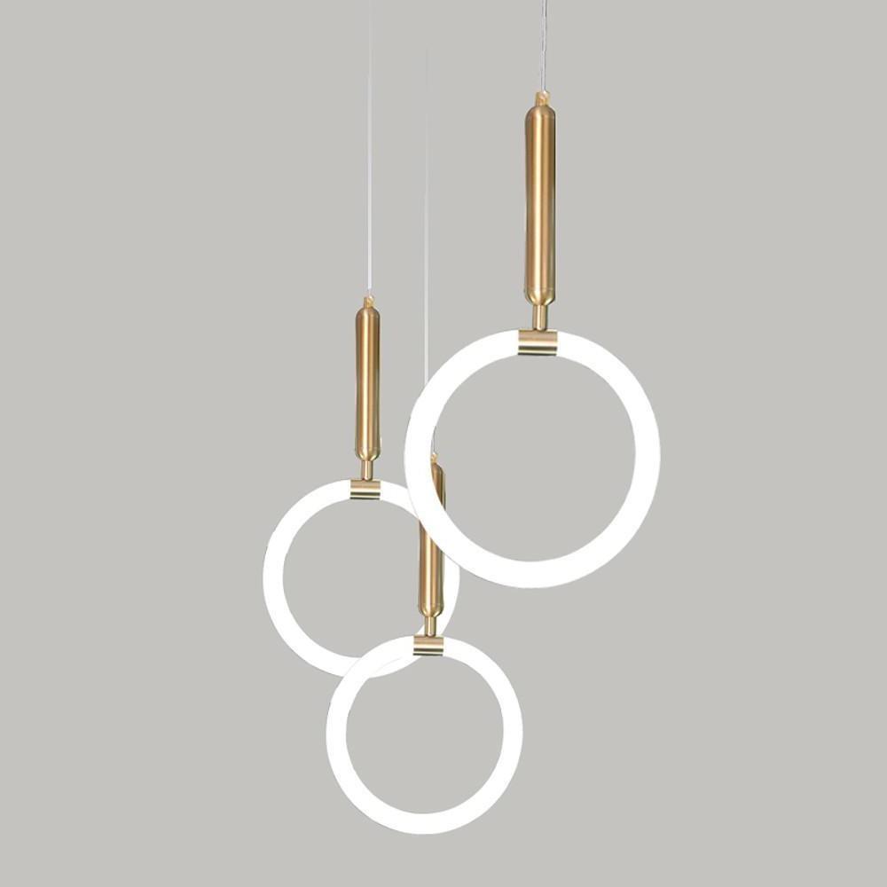 Circle Cylinder Island Pendant Lighting Metal Silica Gel LED Ceiling Light