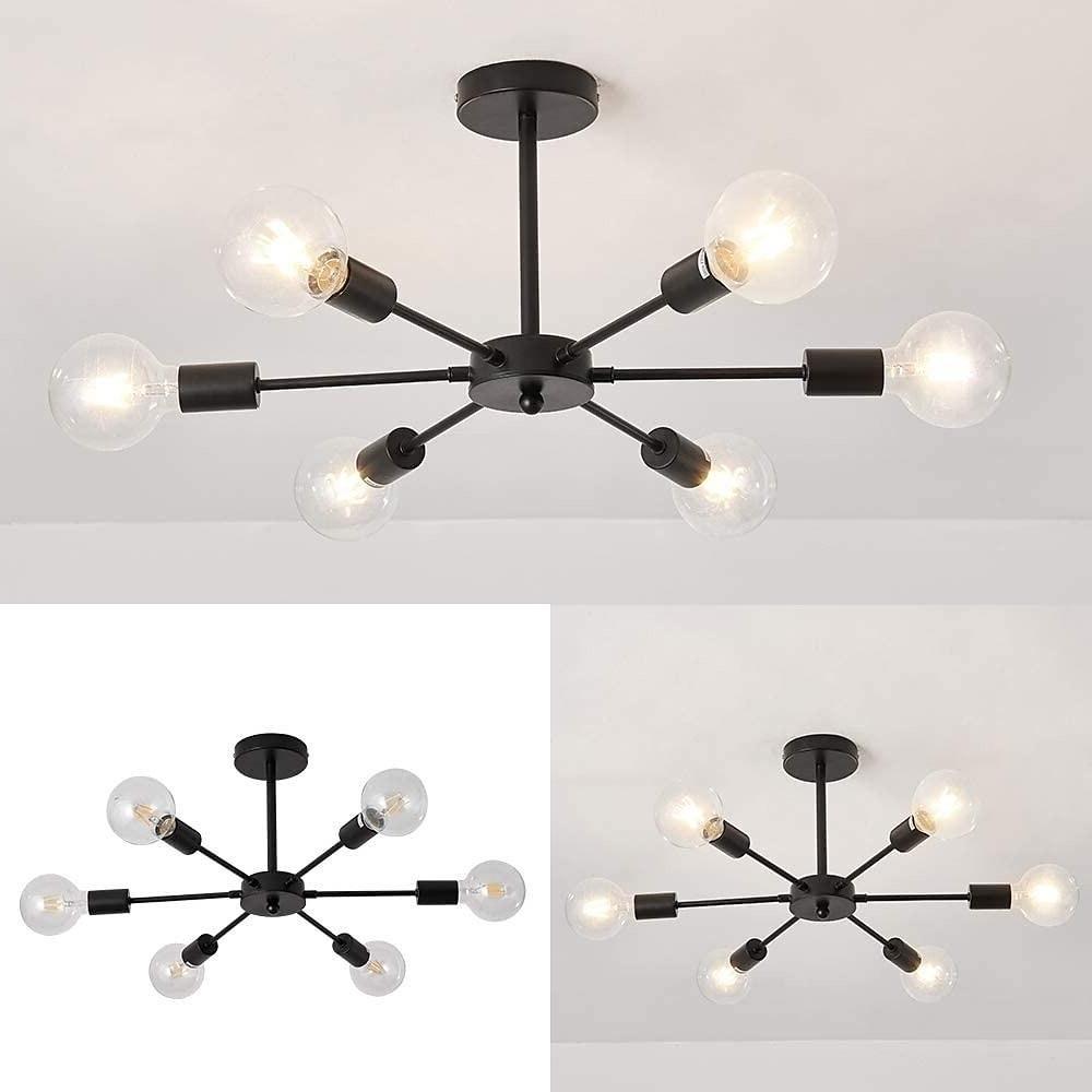 Mid-Century Sputnik Semi-Flush Mount Bedroom 193sq ft - 269sq ft Illumination Area Ceiling Light