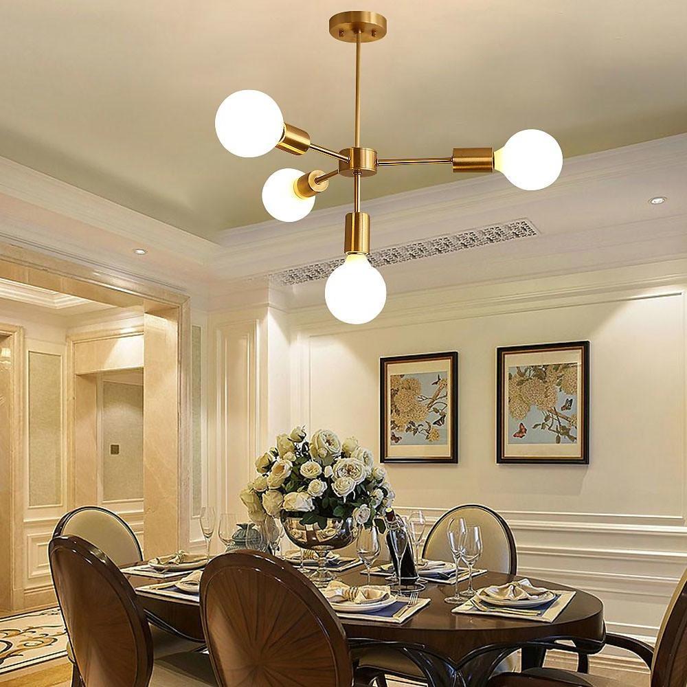 Luxurious Gold 4-Light Pendant Light - Modern 27'' Ceiling Fixture