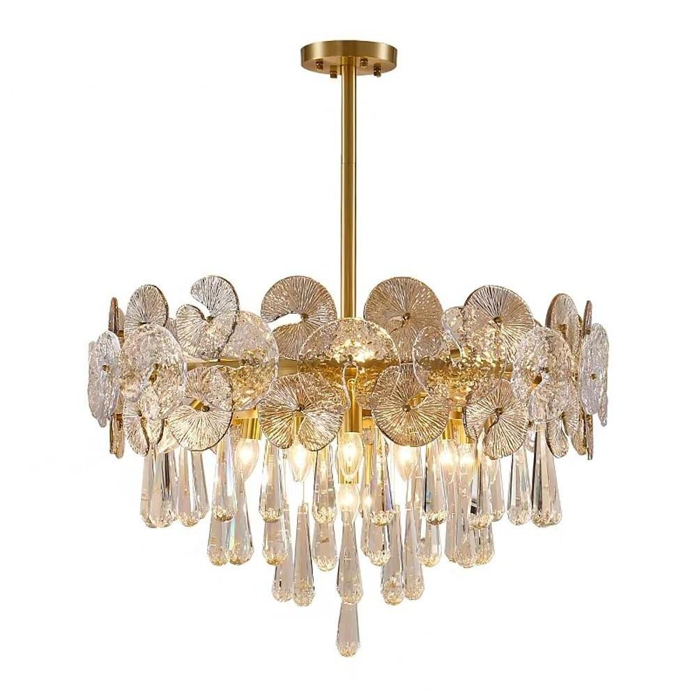 Candelabra Flush Mount Ceiling Light Metal Crystal LED Light