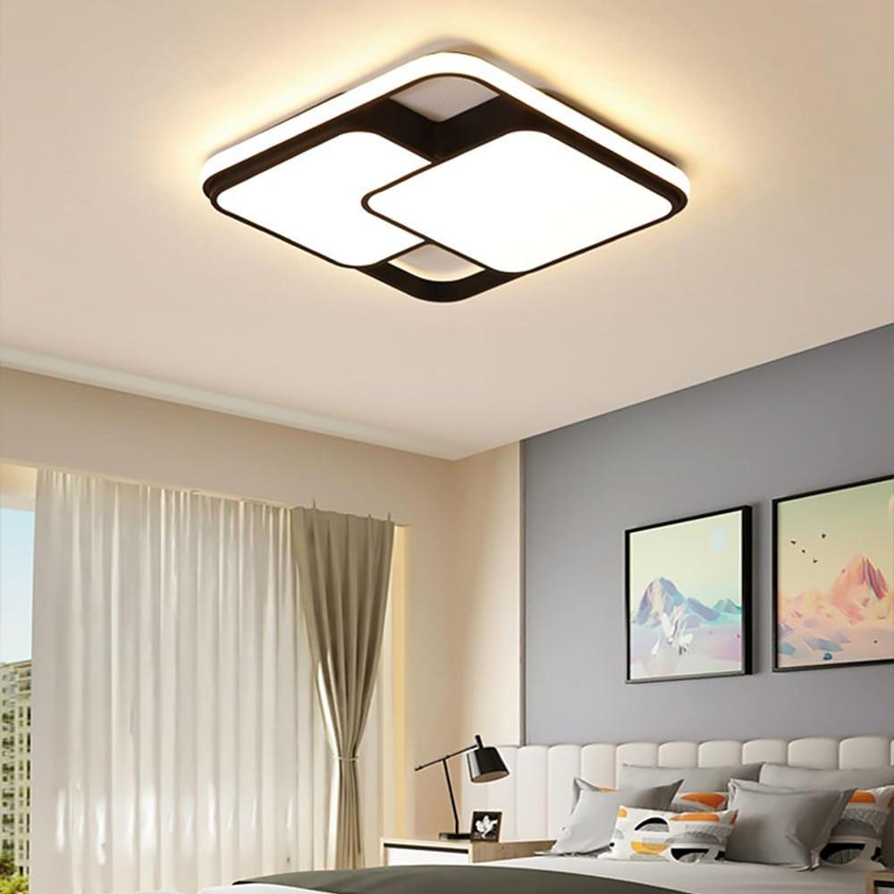 3 Square Dimmable LED Black Modern Ceiling Light Flush Mount Lighting