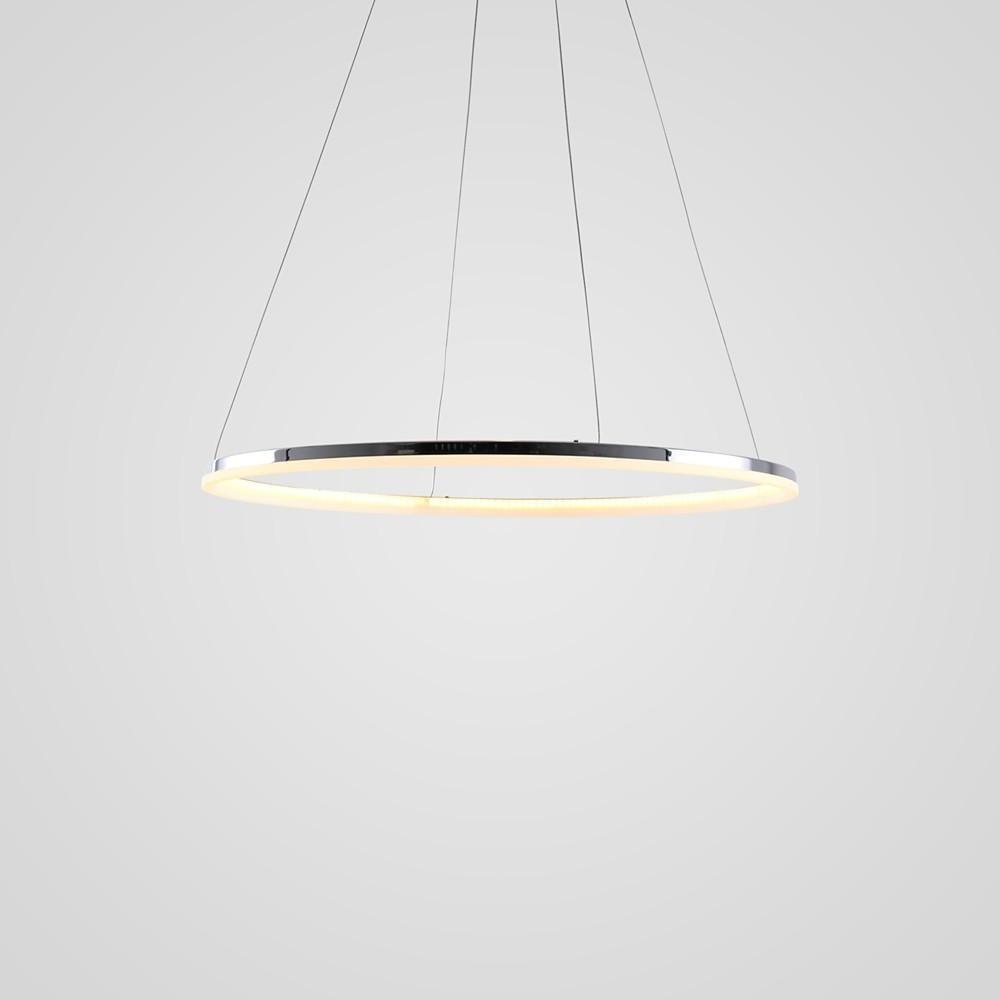 LED Circular Sturdy Modernistic Brushed Nickel Pendant Light With Remote Controller