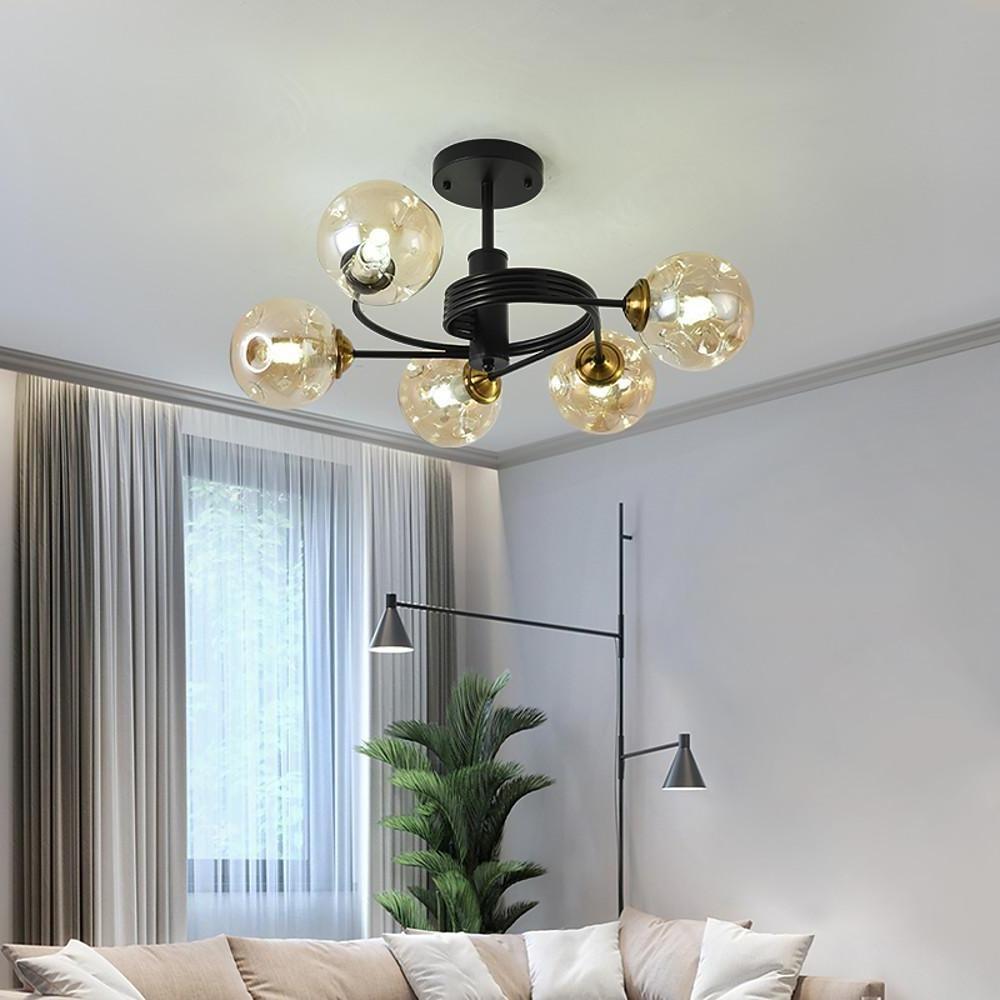 Swirling Nordic Globe Bubble Chandelier Metal Glass Bedroom Chandelier