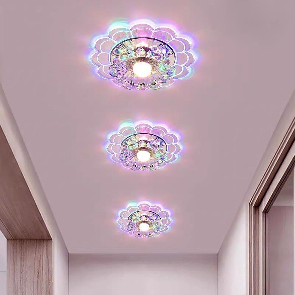 Flower Effect Entryway Lighting Crystal Metal LED Flush Mount Ceiling Light for Baby Kids