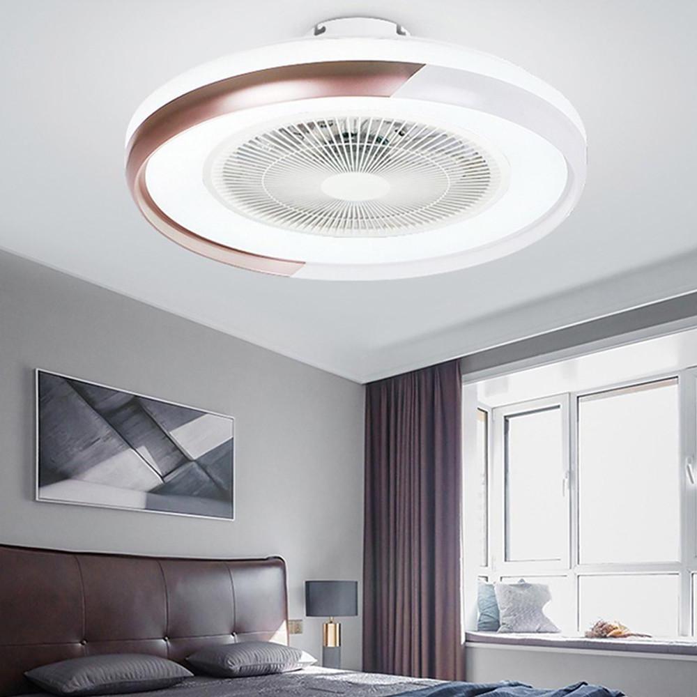 Circular Dimmable Flush Mount Bladeless Ceiling Fan with Light and Remote