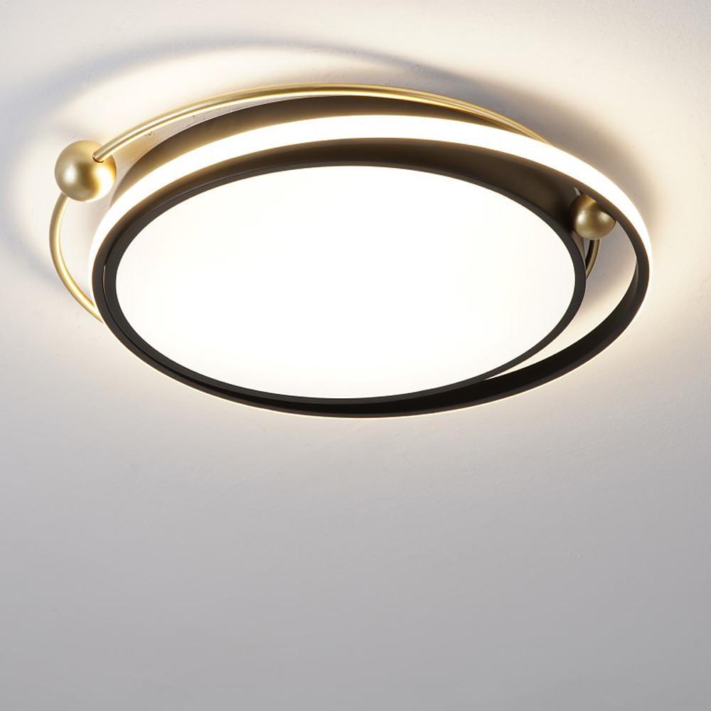 Artistic Circles Dimmable LED Black Nordic Flush Mount Ceiling Light