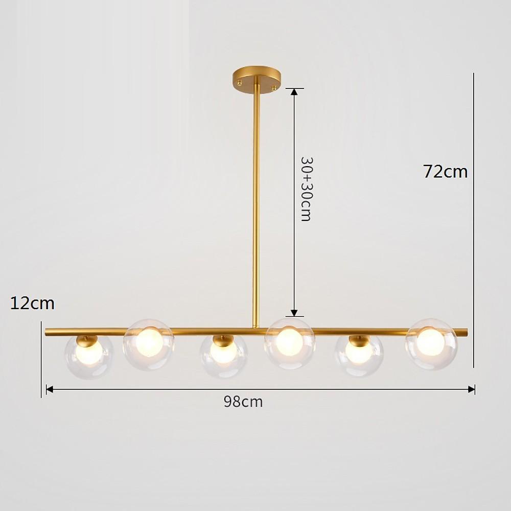 Nordic Style Modern Design Sphere Chandelier Metal Glass Ceiling Light 6 Bulbs