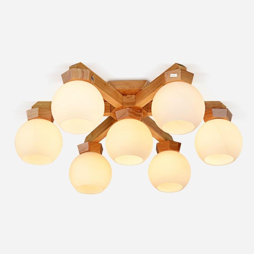 Nordic Style Modern Wood Chandelier LED Globe Chandelier