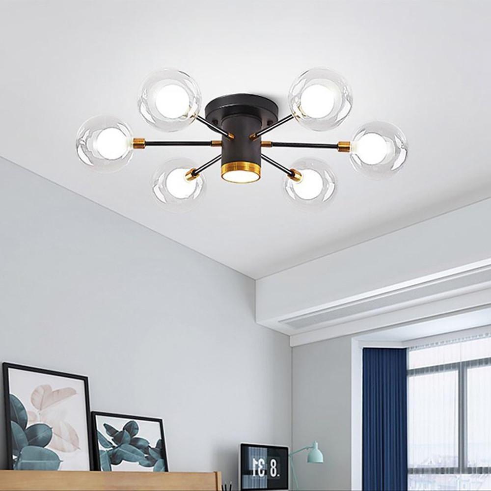 Globe Metal Glass Industrial LED Flush Mount Ceiling Lights for Bedroom