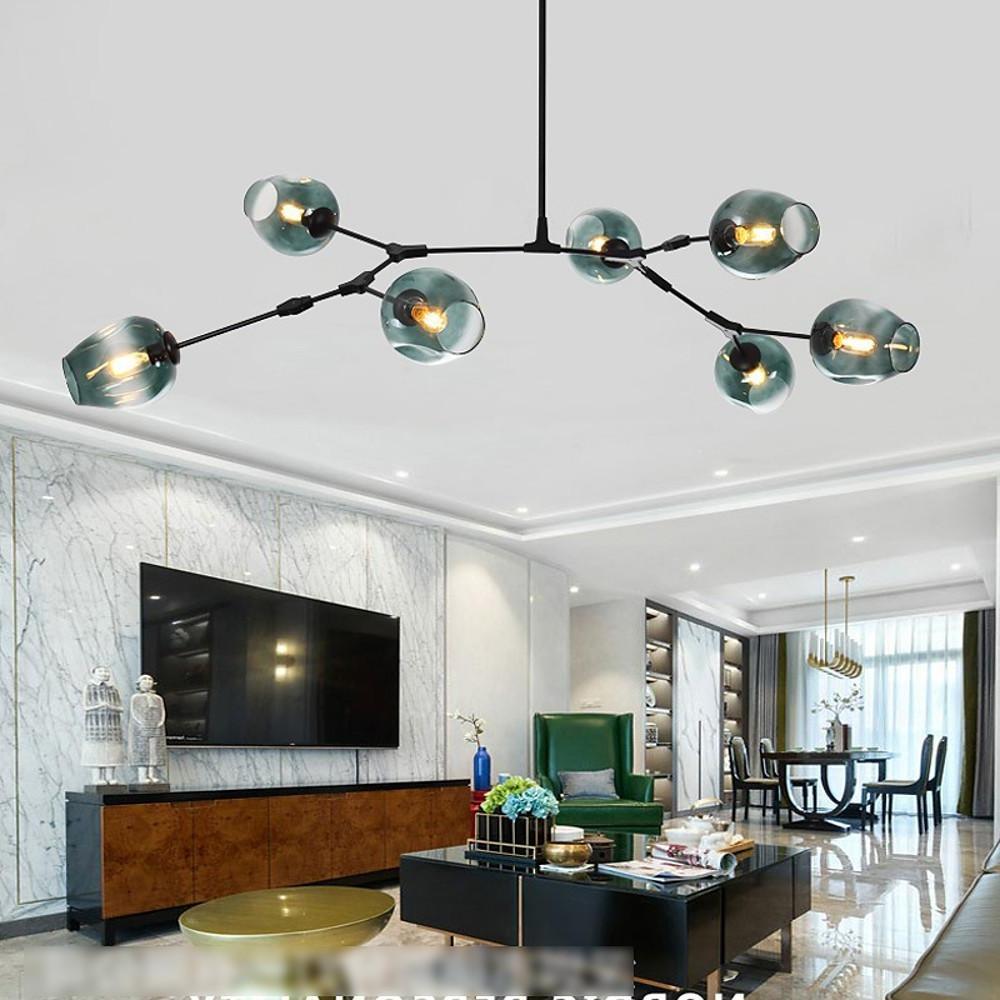 Globe Sputnik Industrial Glass Chandelier Modern Lighting with Customizable Color Shades