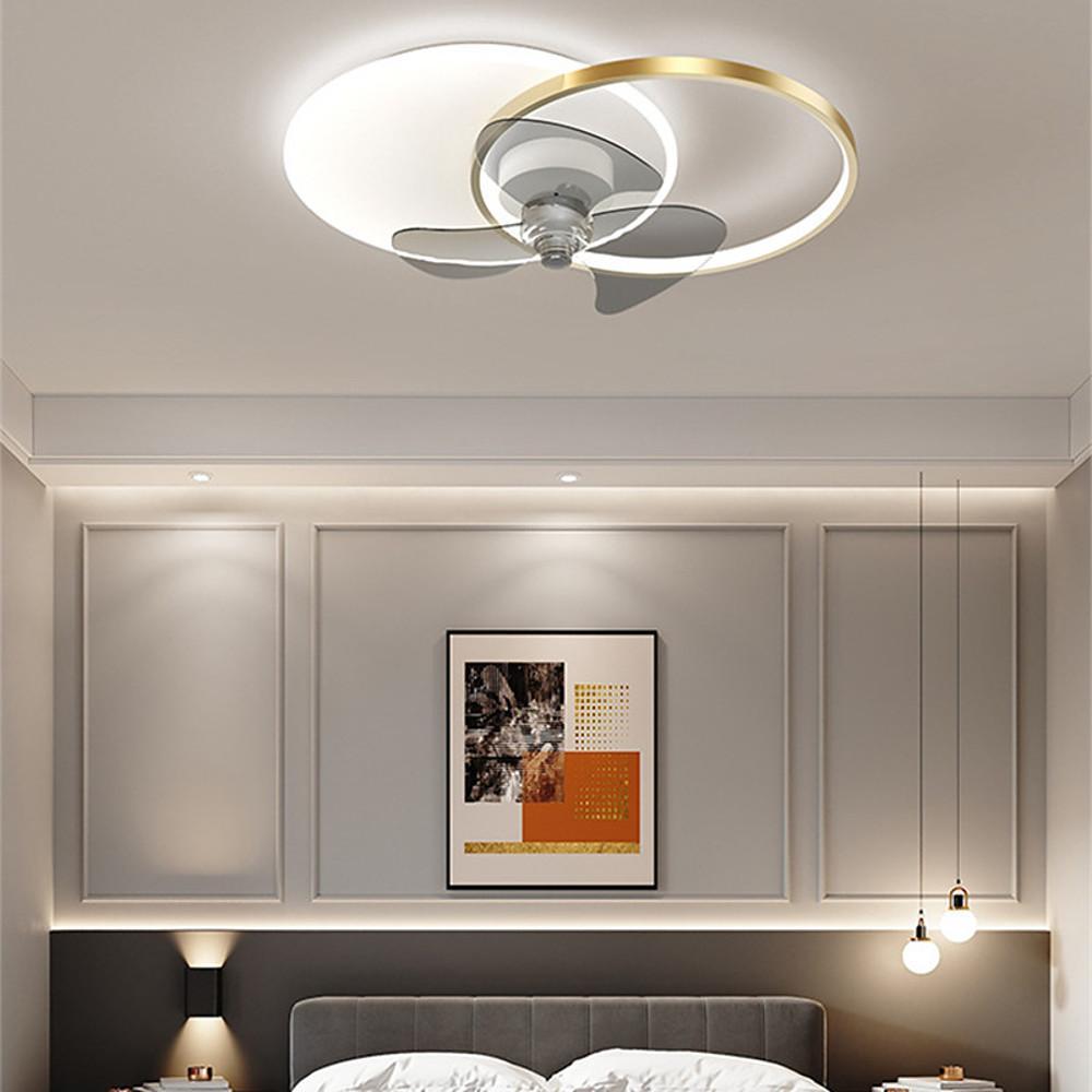 24'' LED Circle Flush Mount Ceiling Fan Bedroom Ceiling Fan Lights Dimmable with Remote Control