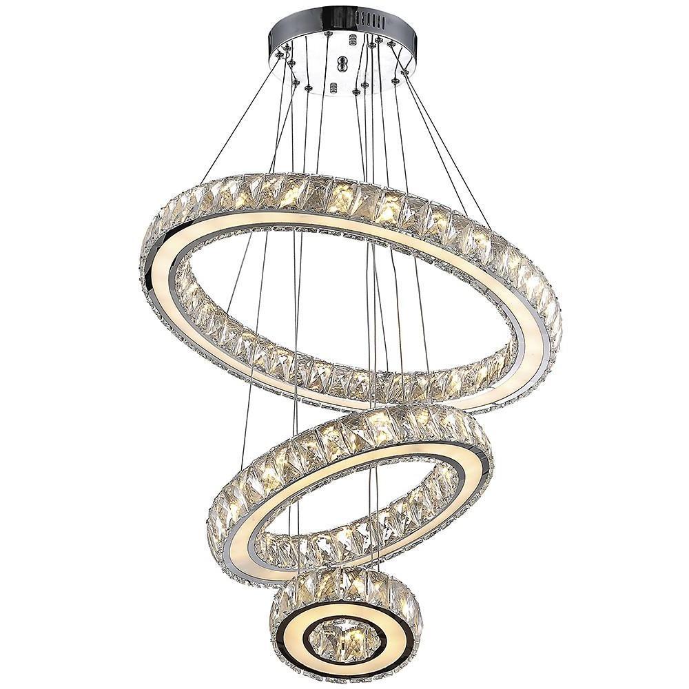 Contemporary 3 Ring Pendant Electroplated Crystal Chandeliers