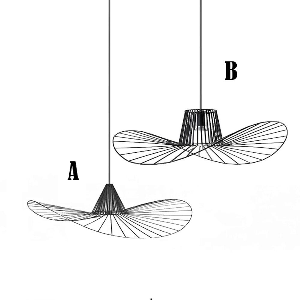 Hat Shaped Metal Linear LED Black Modern Pendant Light Hanging Lamp