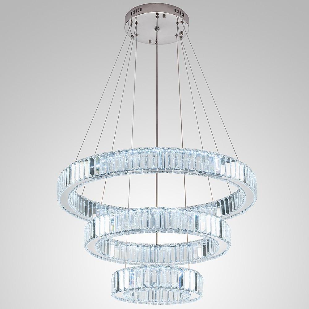 Chrome Crystal 3-Tier Pendant Light Modern Chandelier