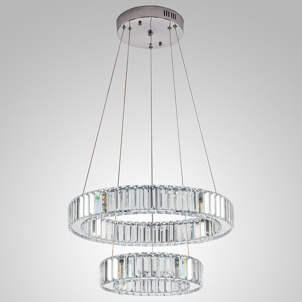 2-ring Regular Shape Steel Crystal LED Chandelier