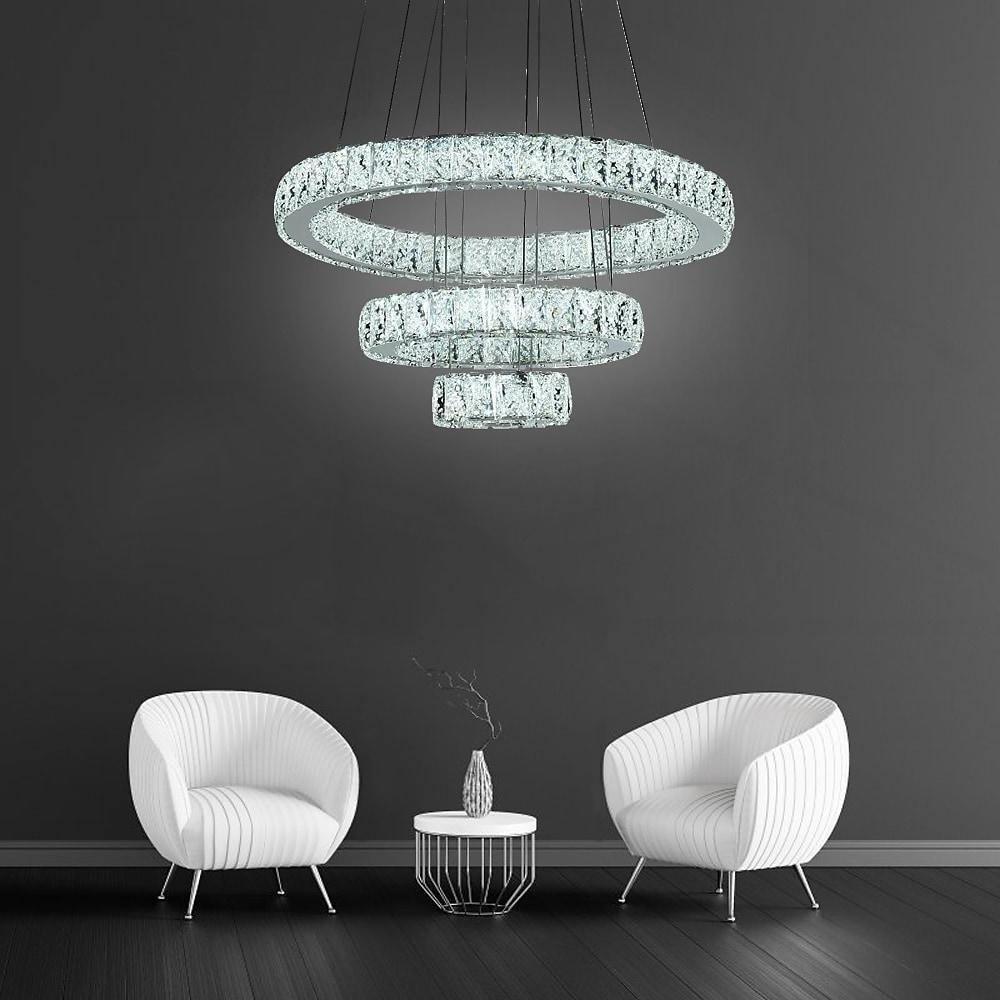 Modern 3 Tiers Circles Suspended Chandelier with Crystal Accents