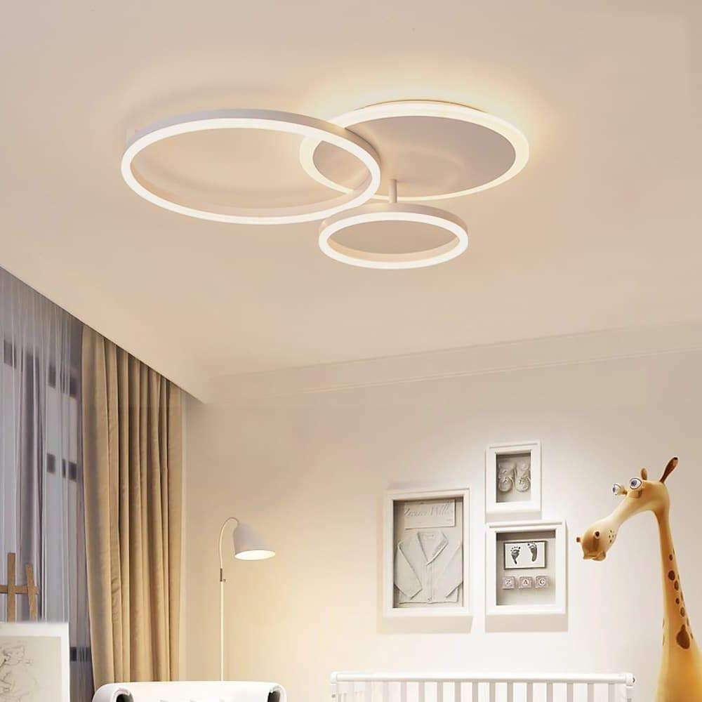 26'' LED Artistic Flush Mount Ceiling Light with Luxury 3 Ring for Bedroom