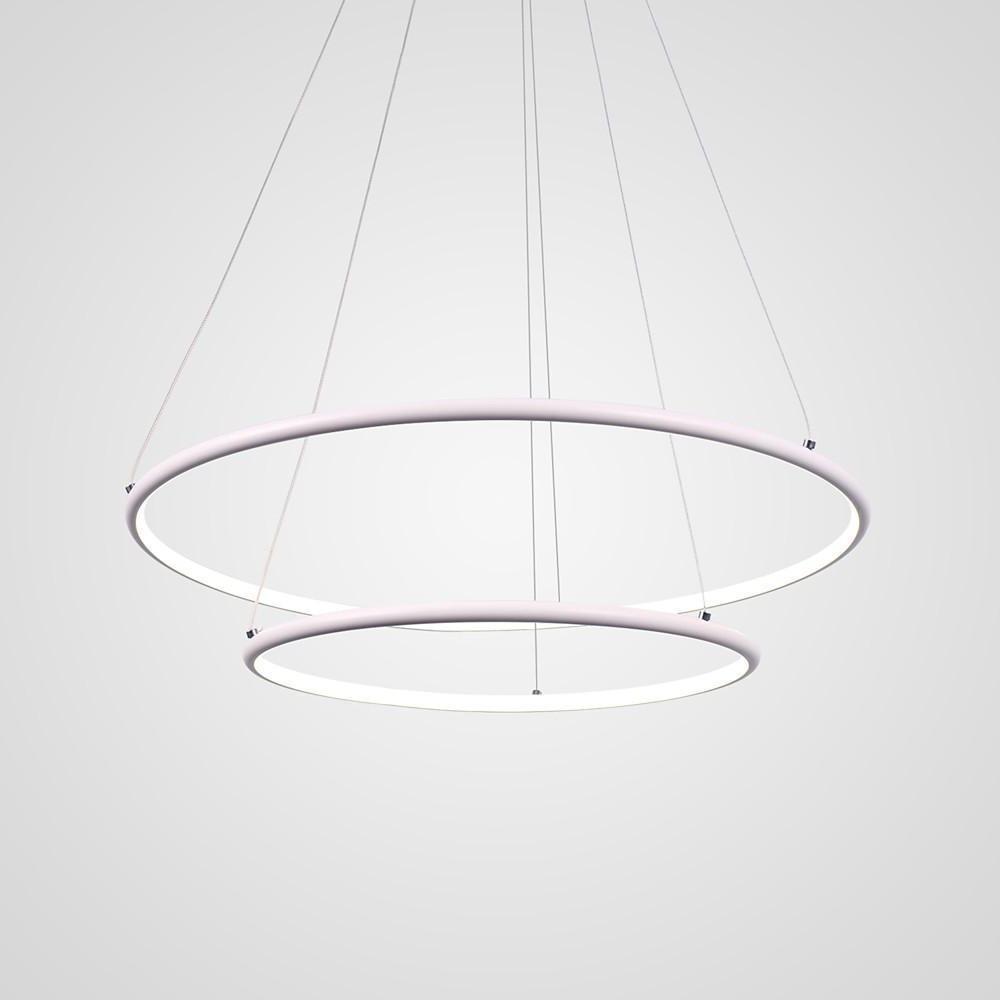 Modern LED Chandelier Minimalist 2-Ring Geometric Lights with Adjustable Height