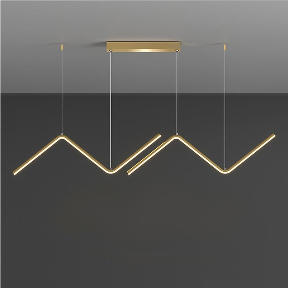 LED 2- Light Line Design Dimmable Pendant Light Modern Wave Shaped Kitchen Lighting Dining Room Lighting Nordic Minimalist Island Lights