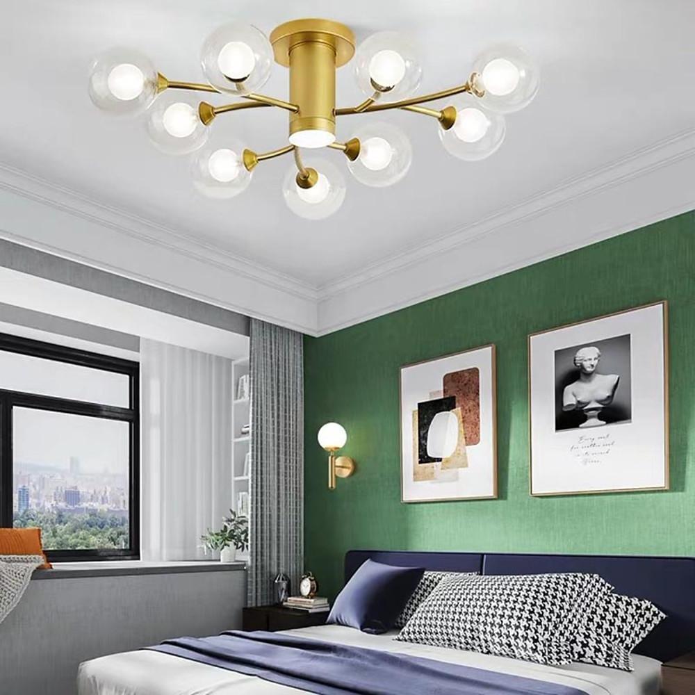 Globe Metal Glass Industrial LED Flush Mount Ceiling Lights for Bedroom