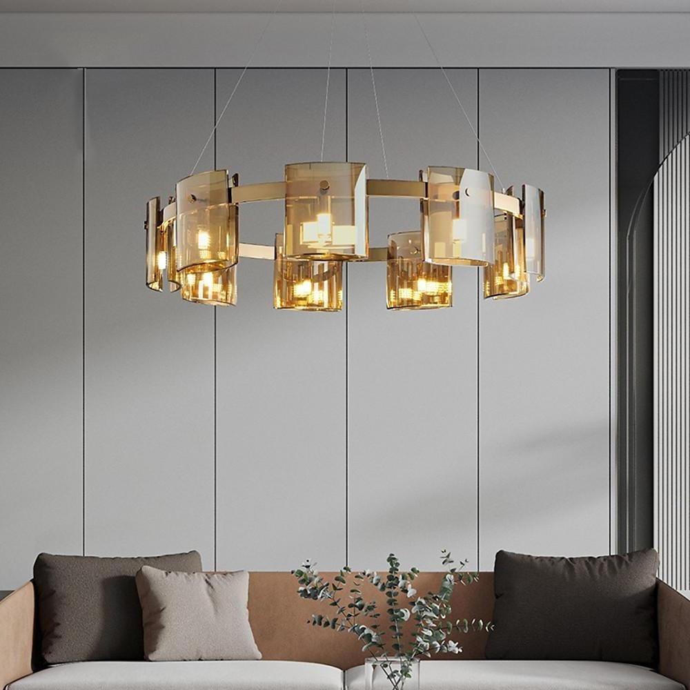 Circular LED Electroplated Metal Acrylic Modern Chandeliers Pendant Light