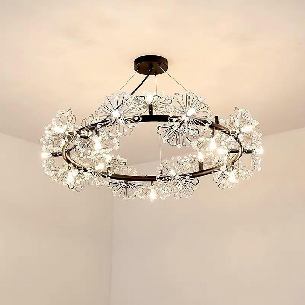 Circle Flower Design Electroplated Metal Crystal Classic Chandeliers