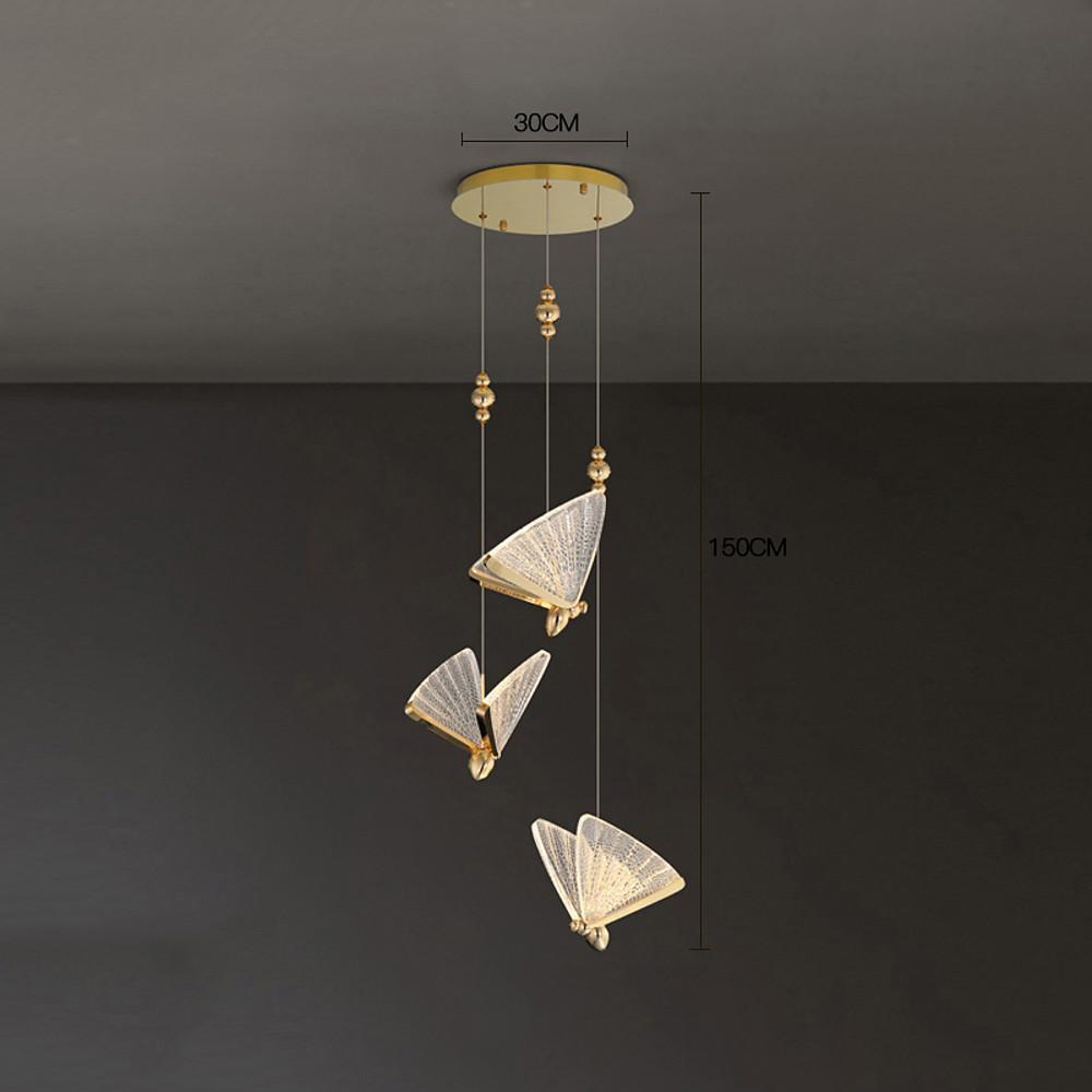 Butterfly Shaped Coastal Pendant Lights Metal Acrylic Bedroom Ceiling Lights