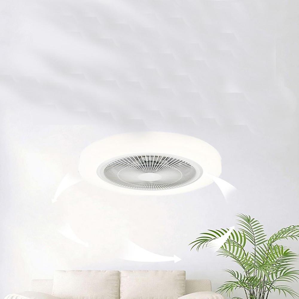 Rounded Linear Flush Mount Bladeless Ceiling Fans with Lights LED Living Room Ceiling Lights