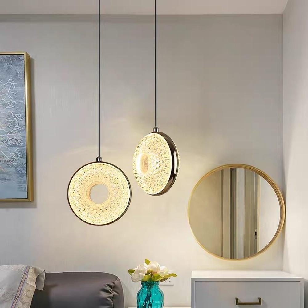 Circle Shaped Electroplated Acrylic Metal LED Modern Pendant Lighting