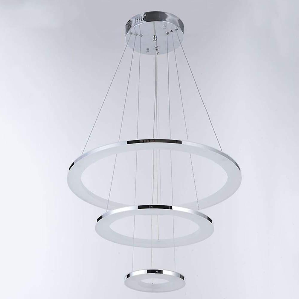 Adjustable LED 3-Ring Chandelier Modern 24" Hanging Ceiling Light