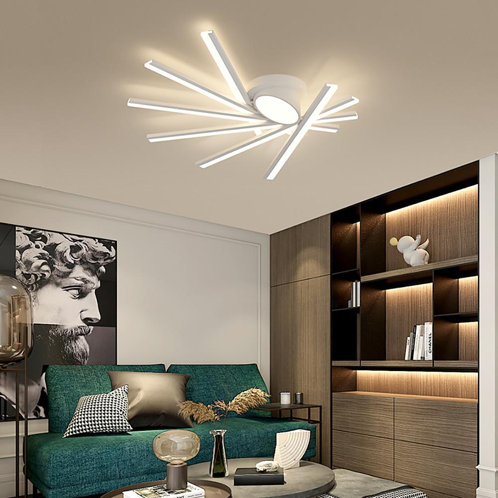 Creative Linear Oval Sticks LED White Modern Flush Mount Ceiling Light