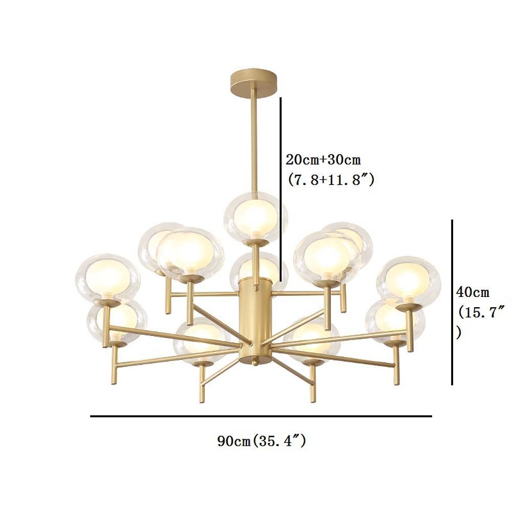 Nordic Style Sputnik Chandelier Metal Glass Chandelier 12 Bulbs