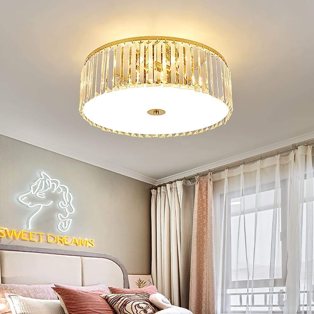 Candelabra Flush Mount Ceiling Light Metal Crystal Unique LED Light