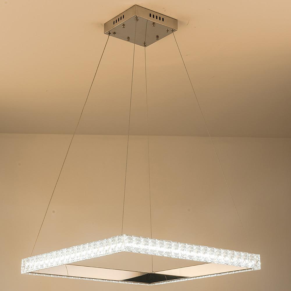 Square Electroplated Crystal Metal LED Modern Chandeliers Pendant Light