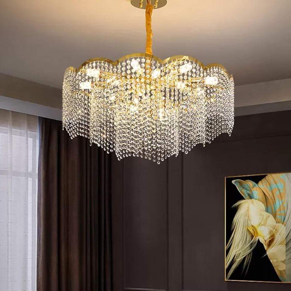 Lantern Design Electroplated Crystal Metal LED Modern Chandeliers