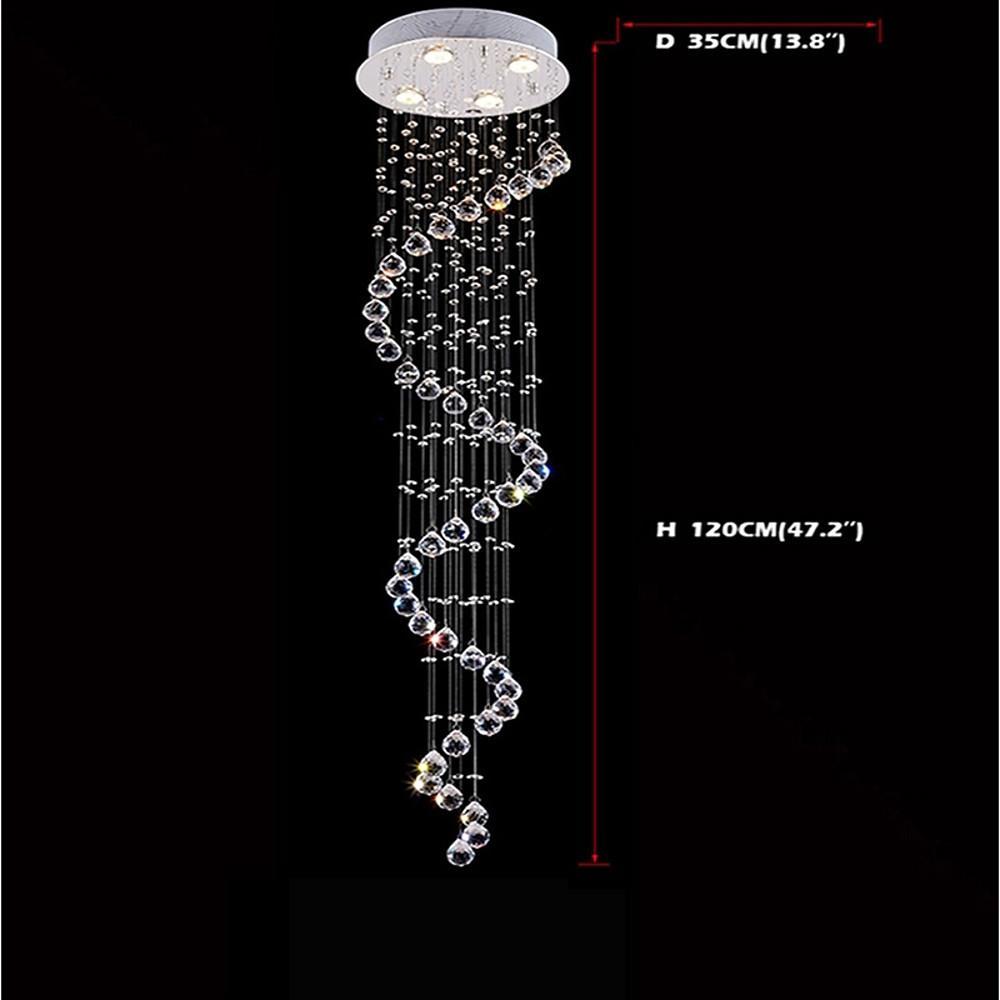 Spiraling Modern Chandelier Crystal Electroplated Metal Light Fixtures