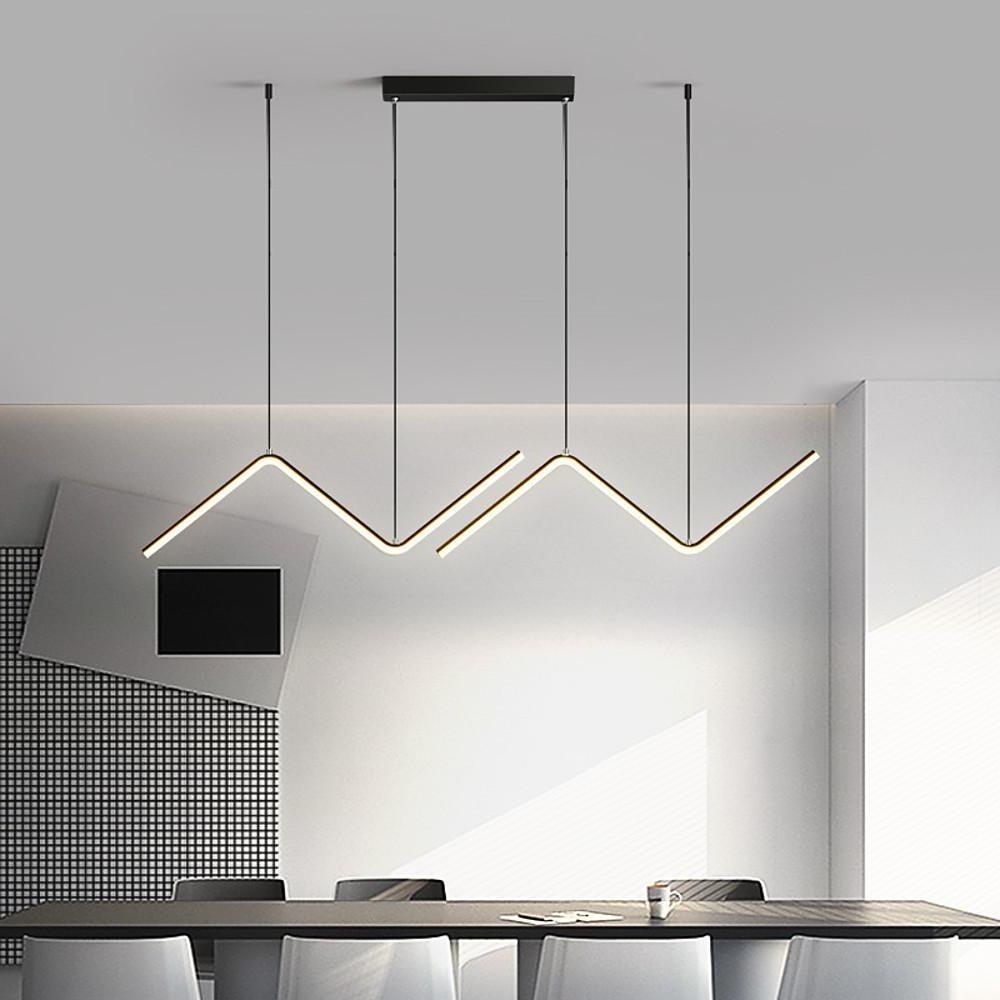 LED 2- Light Line Design Dimmable Pendant Light Modern Wave Shaped Kitchen Lighting Dining Room Lighting Nordic Minimalist Island Lights