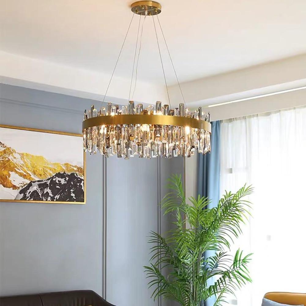 8 Light Modern Crystal Chandelier Industrial Brass Chandelier