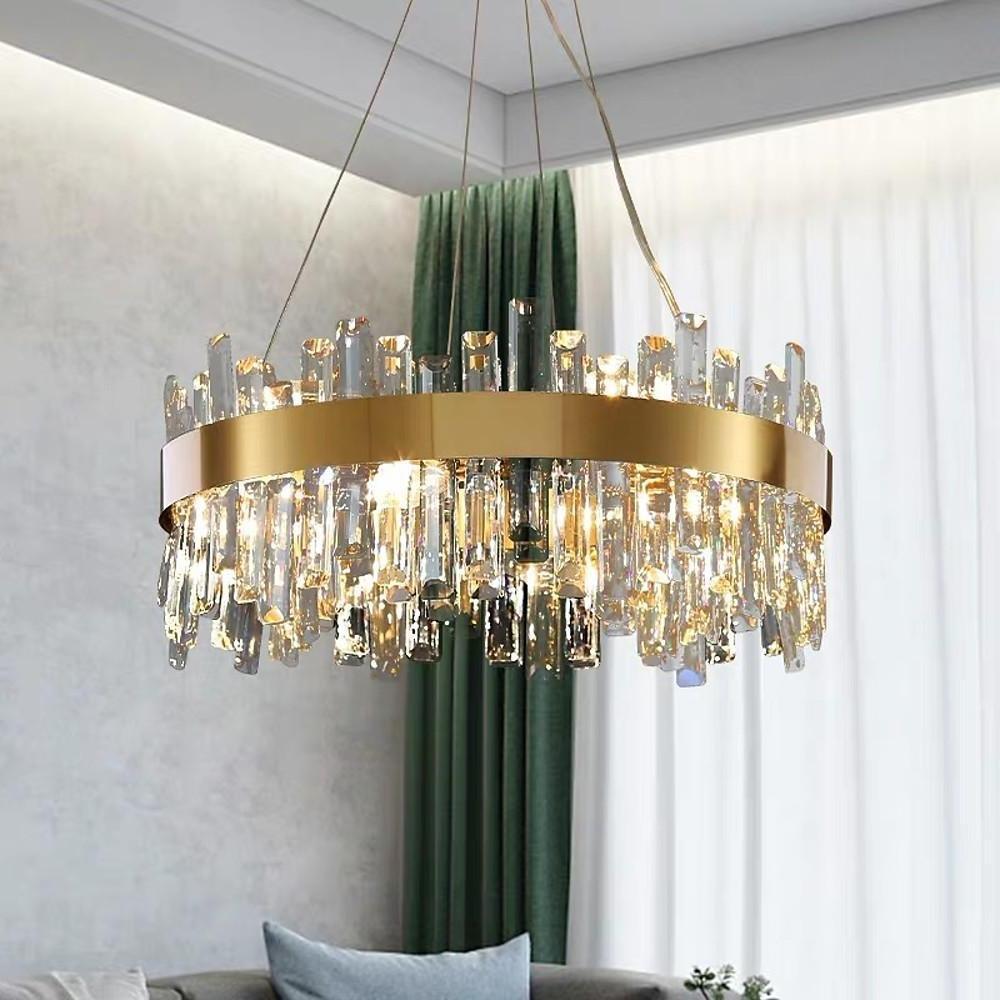 8 Light Modern Crystal Chandelier Industrial Brass Chandelier